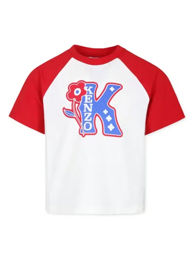 Kenzo Kids' Logo-print Organic Cotton T-shirt In White