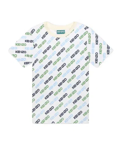 Kenzo Kids' Logo-print Organic Cotton T-shirt In White