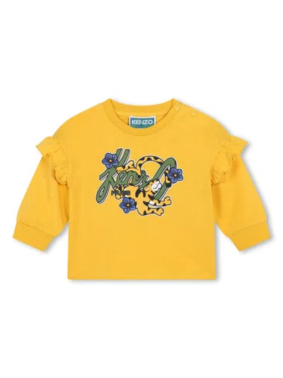 Kenzo Babies' Logo-print Organic Cotton T-shirt In Yellow