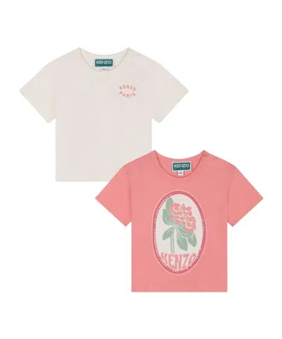 Kenzo Logo-print Organic Cotton T-shirts (pack Of Two) In Pink