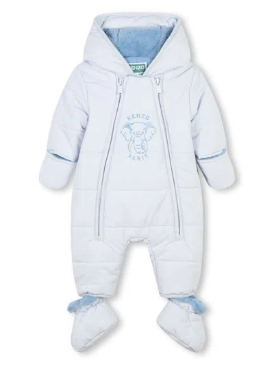 Kenzo Babies' Logo-print Padded Snowsuit In Blue