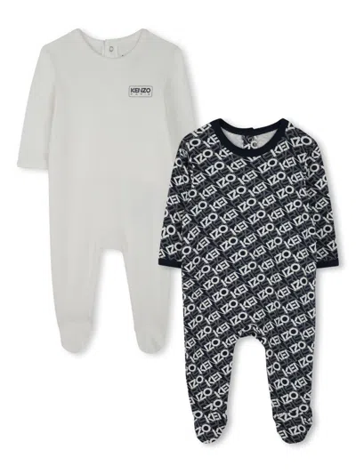 Kenzo Babies' Logo-print Pajamas (set Of Two) In White