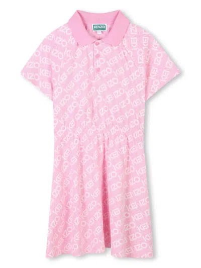 Kenzo Kids' Logo-print Polo Dress In Pink