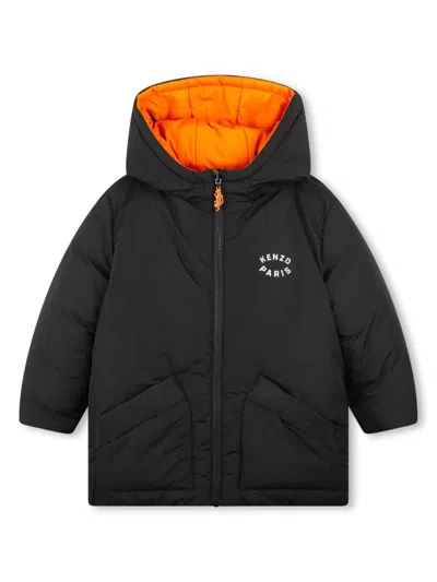 Kenzo Kids' Logo-print Reversible Puffer Jacket In Black