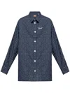 Kenzo Embroidered Logo Check Pattern Shirt In Blue
