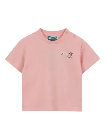 Kenzo Babies' Logo-print Short-sleeve T-shirt In Pink