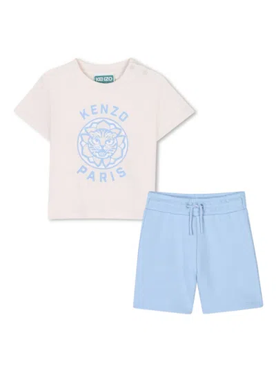 Kenzo Babies' Logo-print Shorts Set In Blue