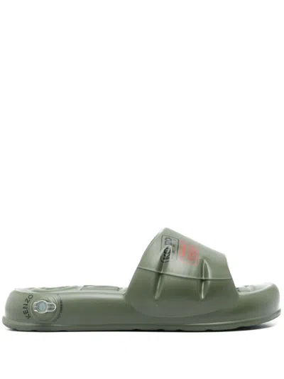 Kenzo Logo-print Slides In 绿色