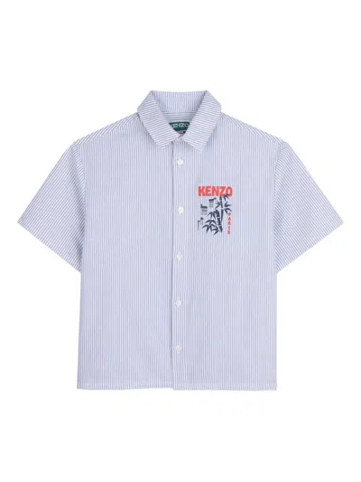 Kenzo Kids' Logo-print Striped Shirt In Blue