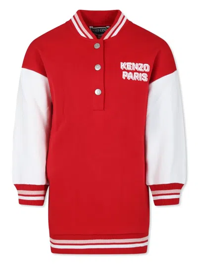 Kenzo Kids' Logo-print Sweater Dress In Red
