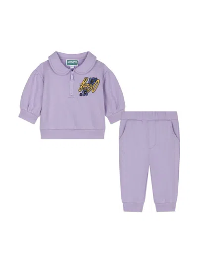 Kenzo Babies' Logo-print Sweatshirt And Trousers Set In Purple