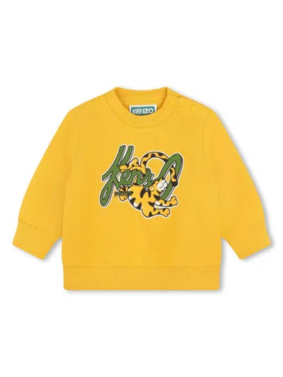 Kenzo Babies' Logo印花卫衣 In Yellow