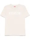 Kenzo Logo Print T-shirt In Cotton In Beige