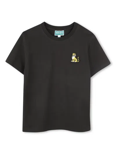 Kenzo Kids' Logo-print T-shirt In Blue
