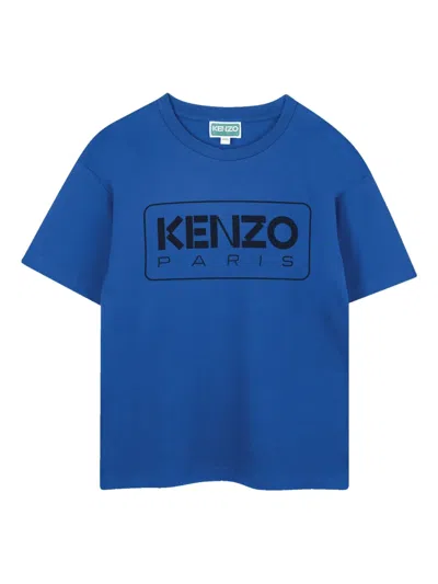 Kenzo Kids' Logo-print T-shirt In Blue