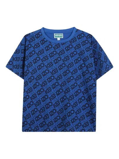Kenzo Kids' Logo-print T-shirt In Blue