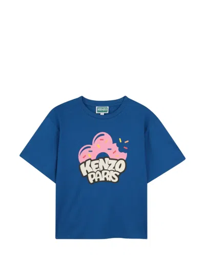 Kenzo Kids' Logo-print T-shirt In Blue