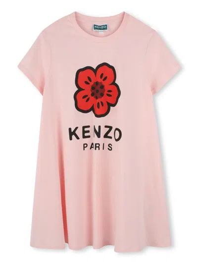 Kenzo Kids' Logo-print T-shirt Dress In Pink & Purple