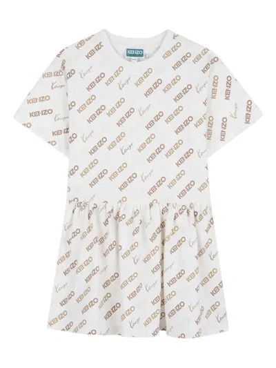 Kenzo Kids' Logo-print T-shirt Dress In White