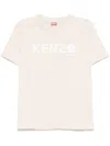 Kenzo Logo Print T-shirt In Cotton In Beige