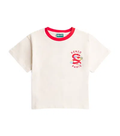 Kenzo Kids' Logo Print T-shirt In Ivory