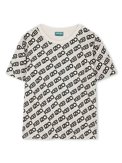 Kenzo Kids' Logo-print T-shirt In Neutrals