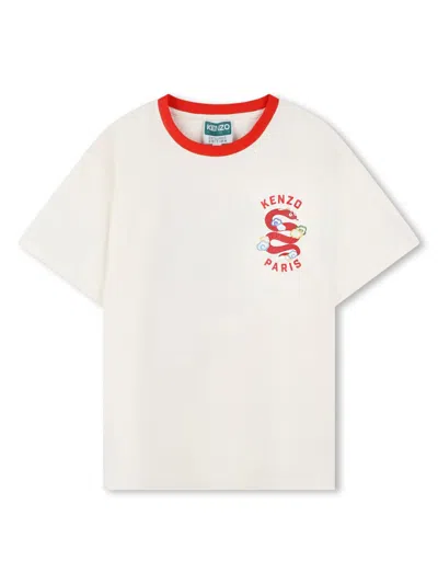 Kenzo Kids' Logo-print T-shirt In Nude