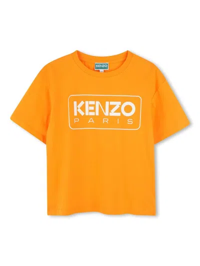 Kenzo Kids' Logo-print T-shirt In Orange
