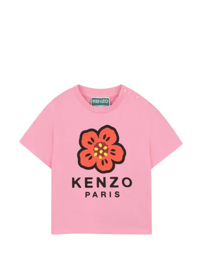 Kenzo Babies' Logo-print T-shirt In Pink