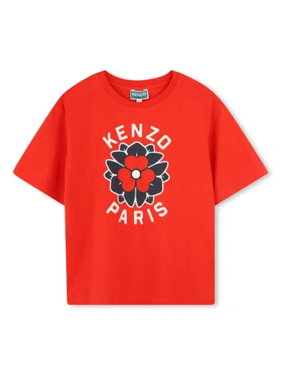 Kenzo Kids' Logo-print T-shirt In Rot
