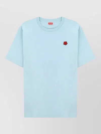 Kenzo Logo Print T Shirt Short Sleeves In Blue