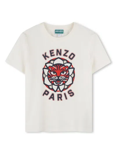 Kenzo Kids' Logo-print T-shirt In Ivory