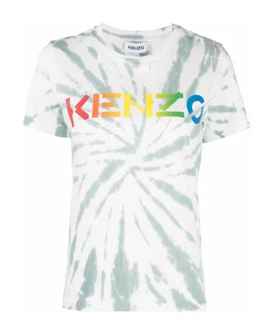 Kenzo Logo-print Tie-dye T-shirt In White