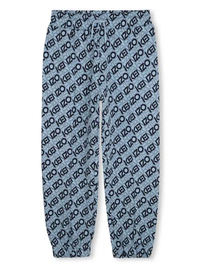 Kenzo Kids' Logo-print Track Pants In Blue