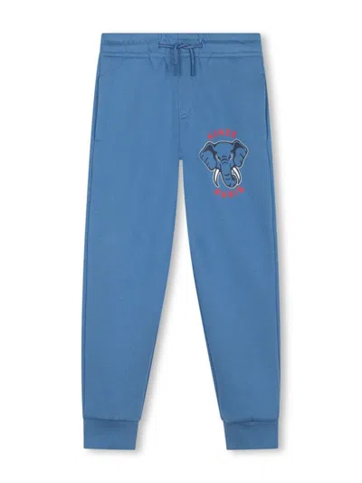 Kenzo Kids' Logo-print Track Pants In Blue