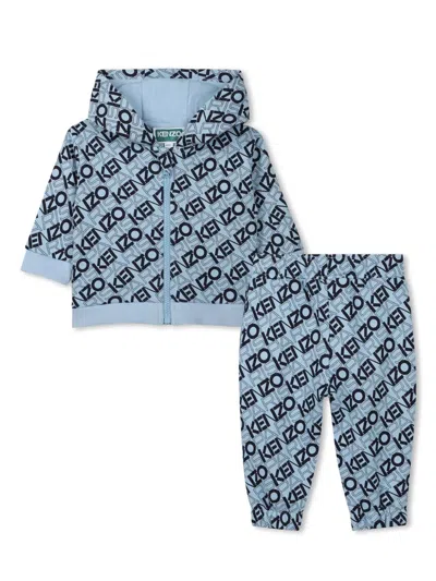 Kenzo Babies' Logo-print Tracksuit Set In Blue