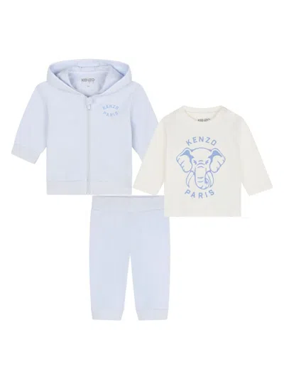 Kenzo Babies' Logo-print Tracksuit Set In Blue