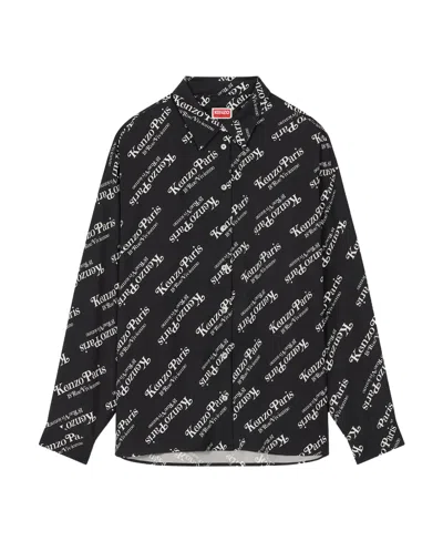 Kenzo Logo-print Twill Shirt In Black