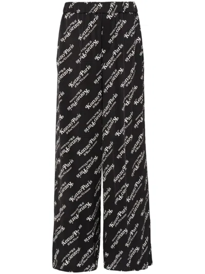KENZO LOGO-PRINT TWILL TROUSERS
