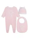 Kenzo Logo-print Velvet Pyjamas (set Of Three) In 粉色