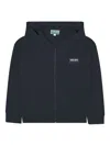 Kenzo Logo-print Zip-up Hoodie In Blue