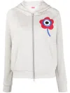 Kenzo Logo-print Zip-up Hoodie In Neutrals