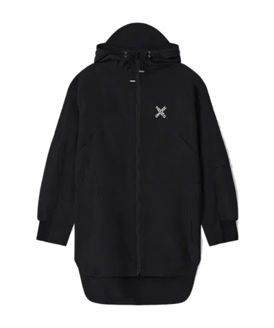 Kenzo Logo Print Zipped Jacket In Black