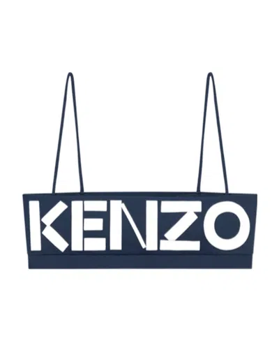 Kenzo Logo Printed Bandeau Top In Blue