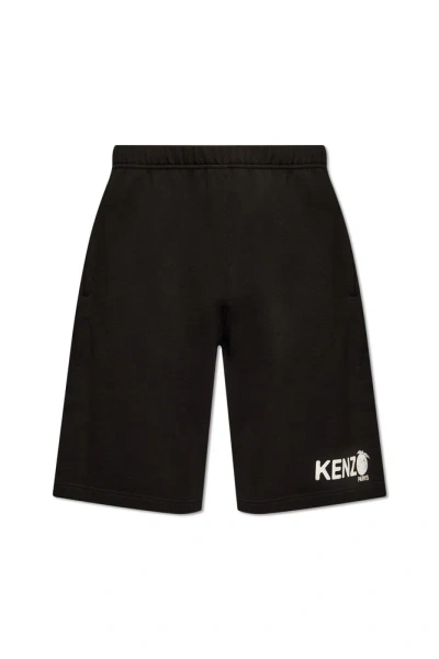 Kenzo Logo Printed Bermuda Shorts In Black