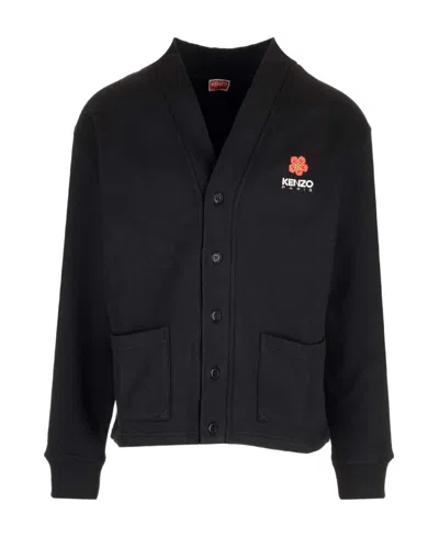 Kenzo Logo-printed Button-up Cardigan In Black