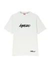 Kenzo Black Cotton T-shirt With Embroidered Tiger Logo In White