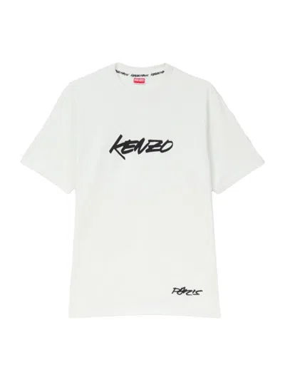 Kenzo Logo Printed Crewneck T-shirt In White