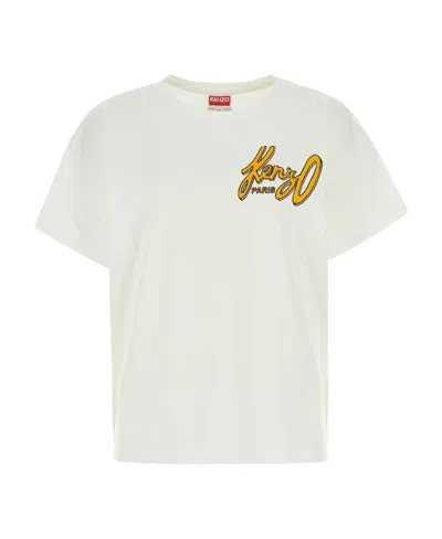 Kenzo Logo Printed Crewneck T-shirt In White