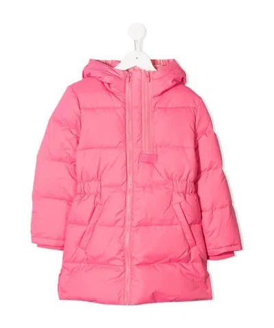 Kenzo Logo Printed Down Jacket In Pink
